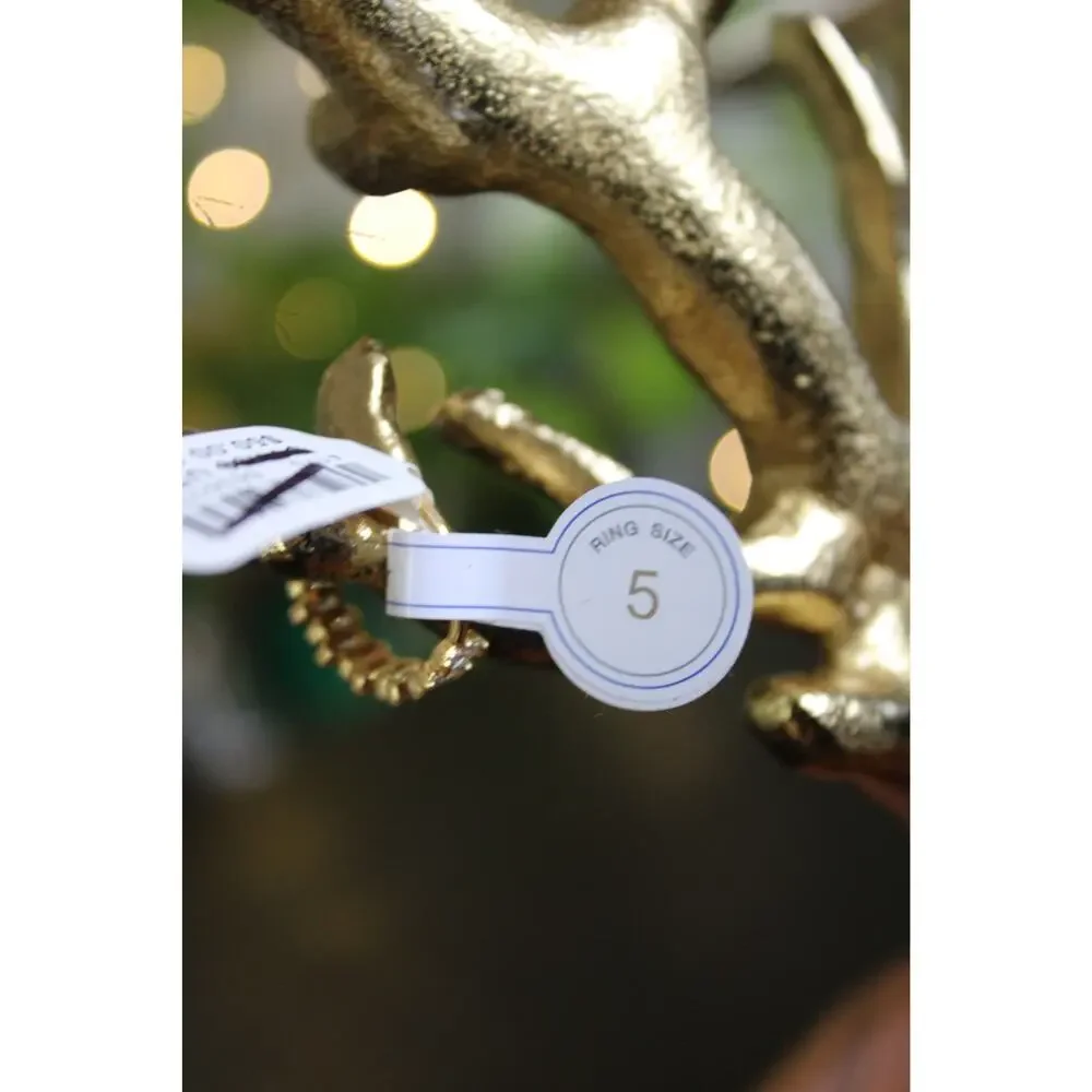 Anthropologie Baguette Crystal Eternity Band Ring Size 5 Gold Tone NWT MSRP $44